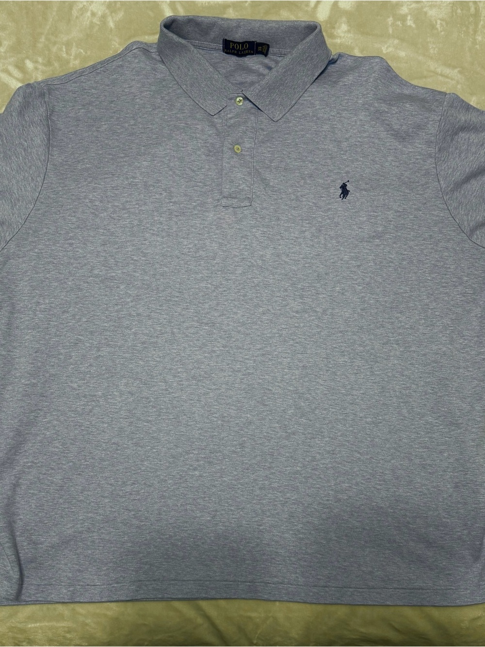 Ralph Lauren Men's Heather Light Blue Polo with Navy Pony 3XLB